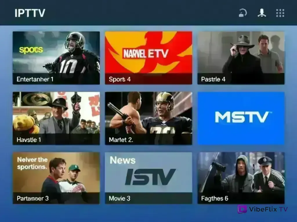 Grid showing different channel categories available