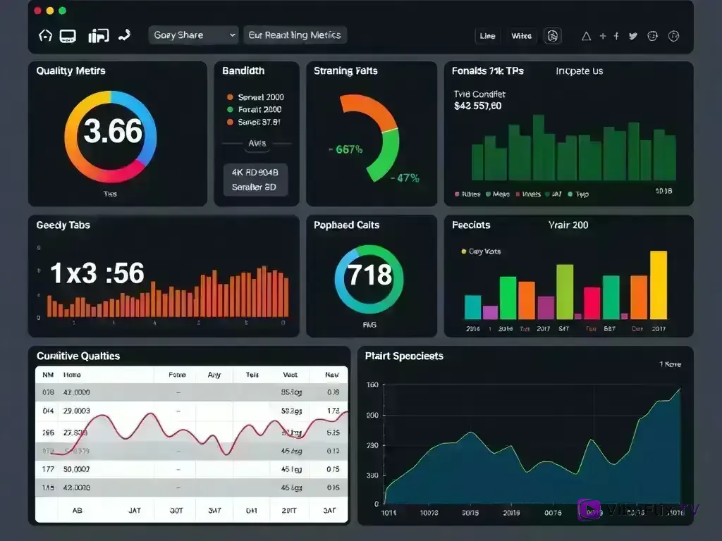 Dashboard showing streaming quality metrics and performance