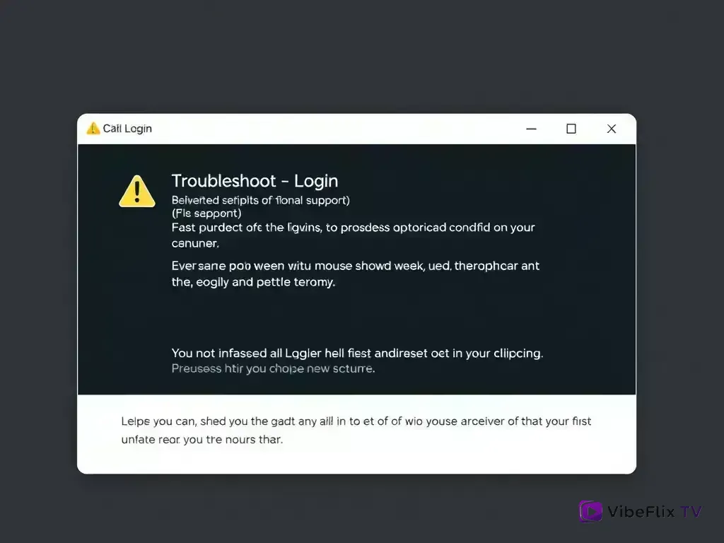Login error screen with troubleshooting tips